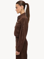 LOAVIES The Stillness Of Frost Fitted Denim Brown Jacket - תמונה 3 מתוך 5