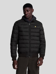 Lyle & Scott Black Funnel Neck Wadded Jacket - Image 1 of 5