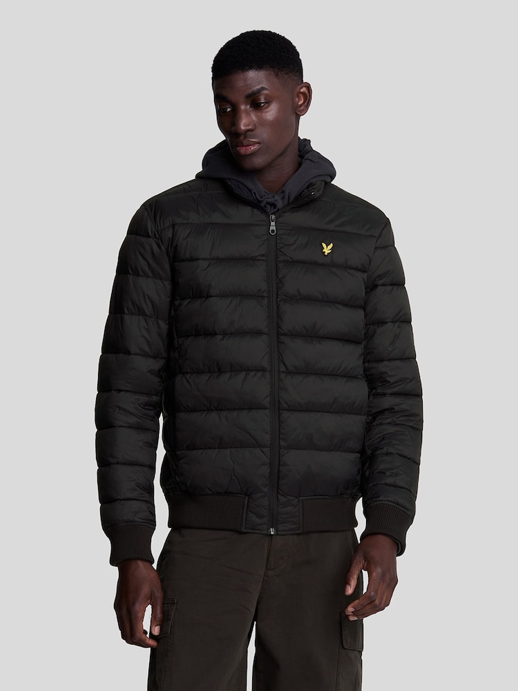 Lyle & Scott Black Funnel Neck Wadded Jacket - Image 1 of 5