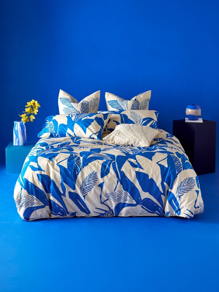 KAS Cobalt Mahana Cotton Duvet Cover Set - Image 1 of 6