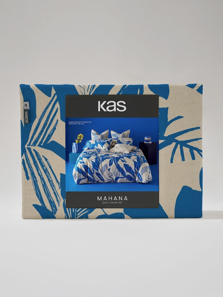 KAS Cobalt Mahana Cotton Duvet Cover Set - Image 6 of 6