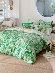 KAS Bright Green Oliana Cotton Duvet Cover Set - Image 1 of 5