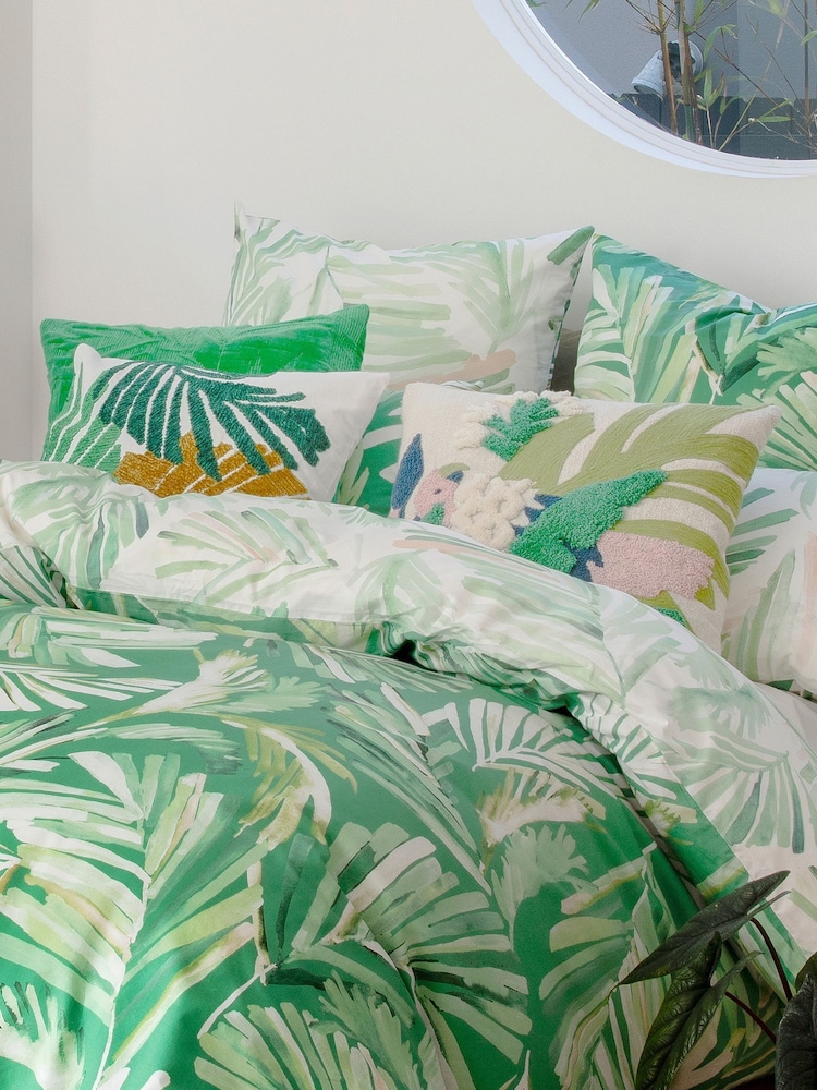 KAS Bright Green Oliana Cotton Duvet Cover Set - Image 2 of 5