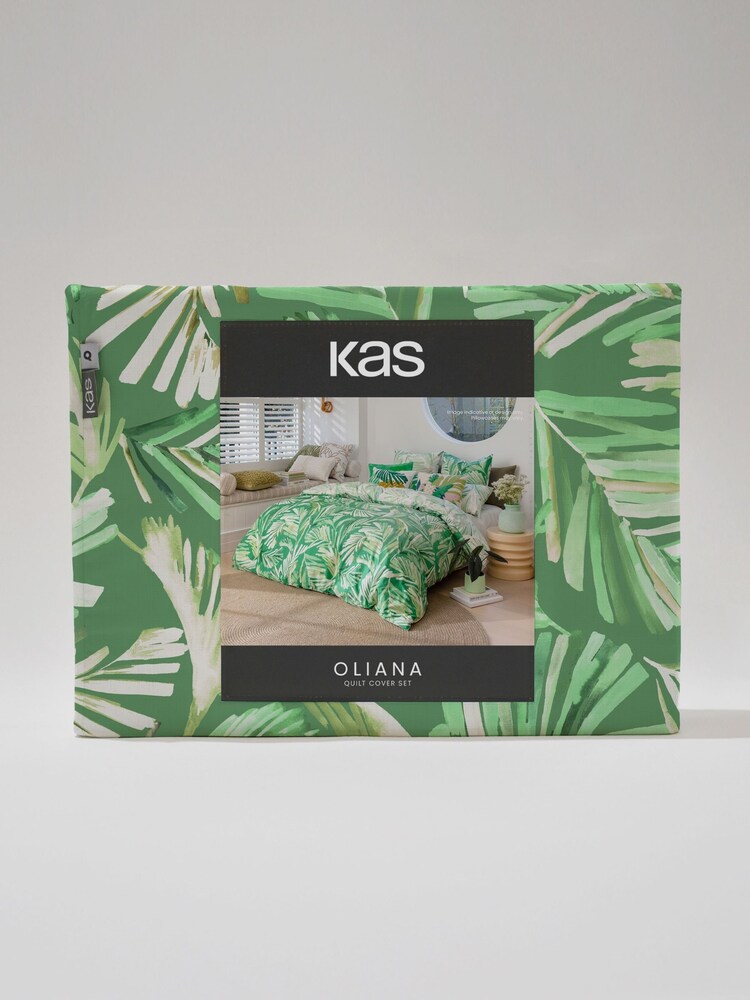 KAS Bright Green Oliana Cotton Duvet Cover Set - Image 5 of 5