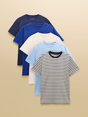 Joules Multi Blue Classic Fit Cotton T-Shirt 5 Pack - Image 1 of 11