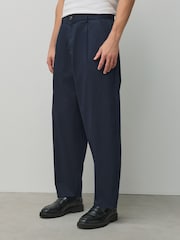 Navy Barrel Fit Cotton Rich Stretch Chinos - Image 1 of 10