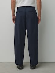 Navy Barrel Fit Cotton Rich Stretch Chinos - Image 4 of 10