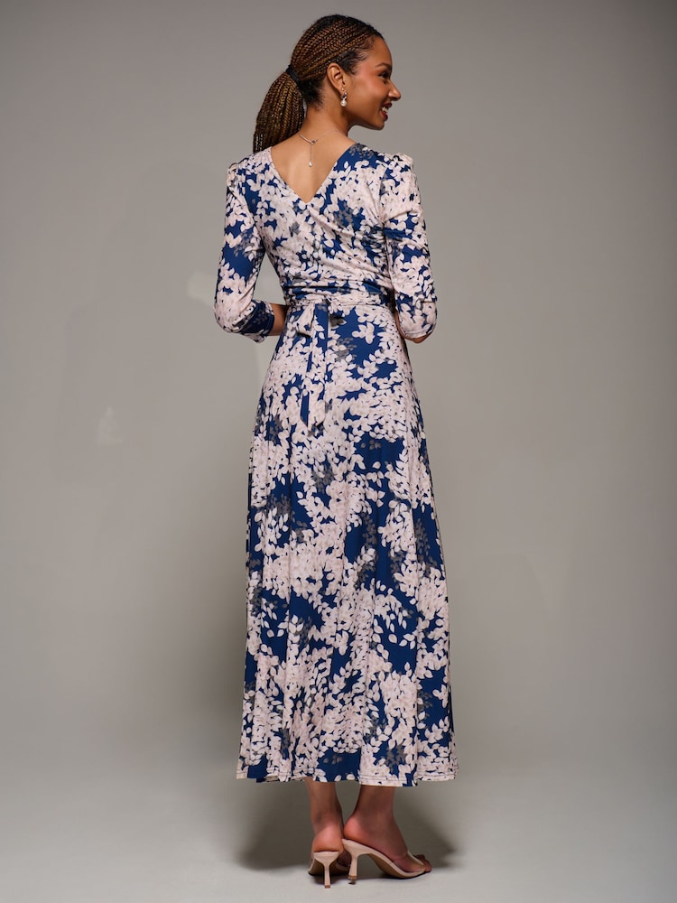 Jolie Moi Blue Jersey Fit & Flare Maxi Dress - Image 2 of 6 Jolie Moi Blue Jersey Fit & Flare Maxi Dress - Image 2 of 6