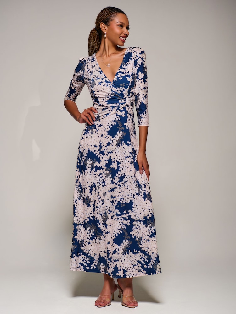 Womens Jolie Moi Blue Jersey Fit & Flare Maxi Dress US 12