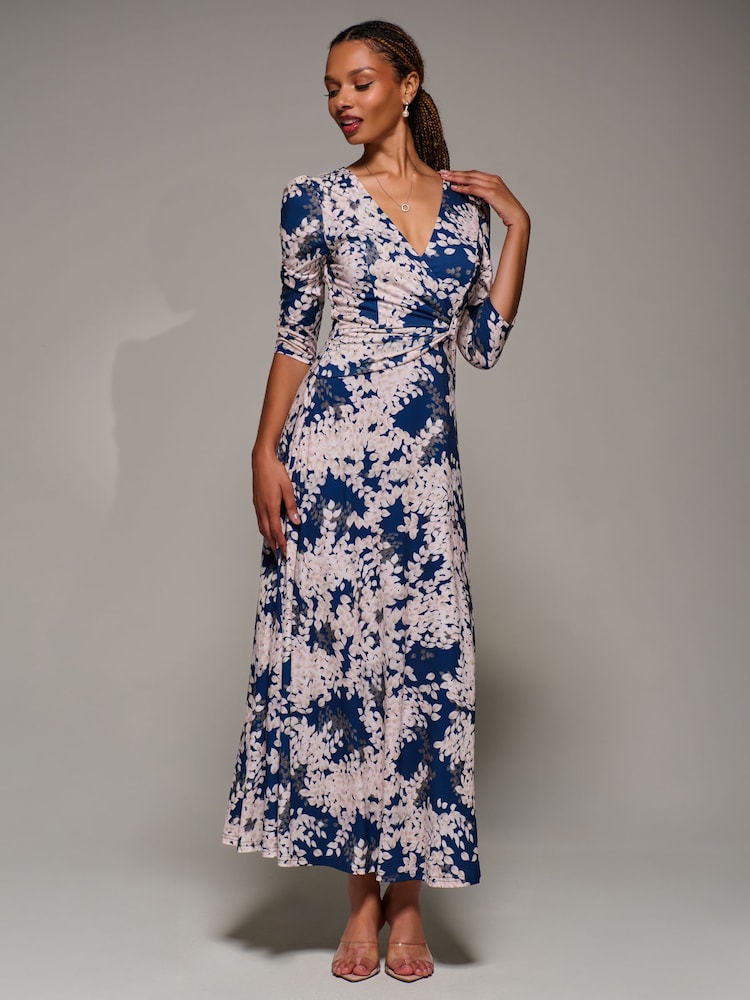 Jolie Moi Blue Jersey Fit & Flare Maxi Dress - Image 6 of 6 Jolie Moi Blue Jersey Fit & Flare Maxi Dress - Image 6 of 6
