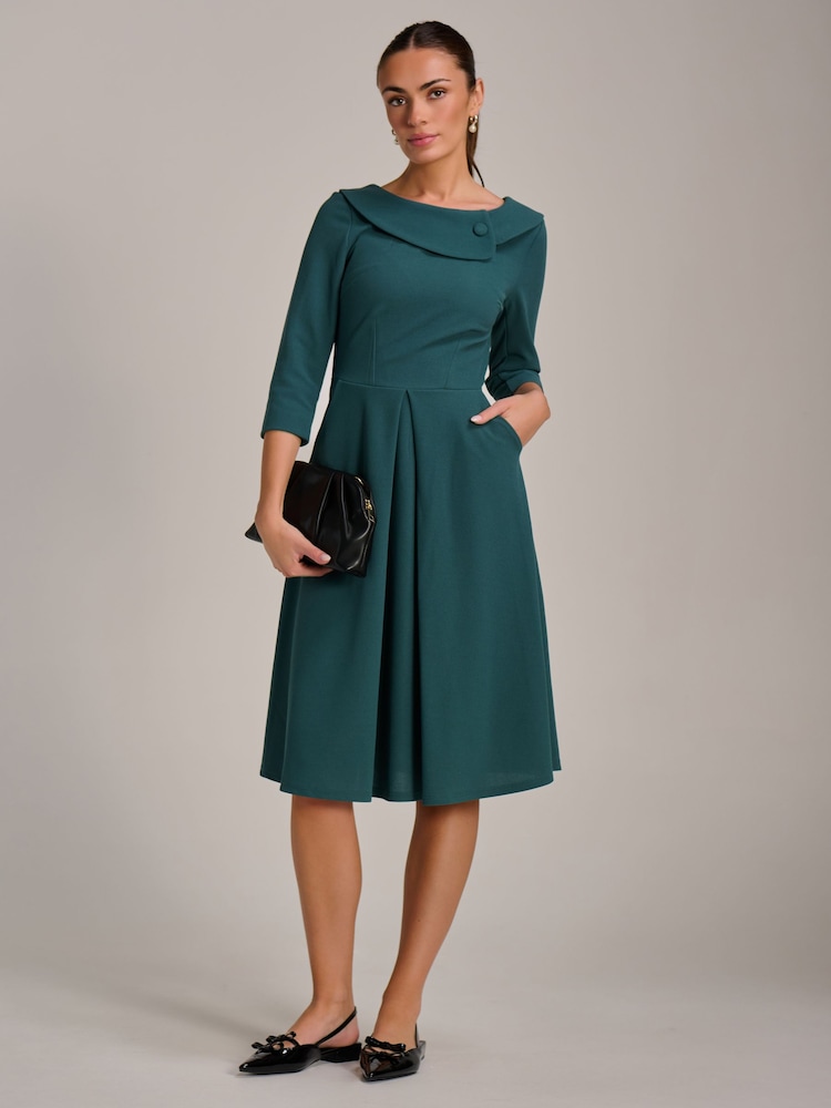knee length dress with collar Final SaleAbigail Lace Collar Patchwork Knee Length Velvet Dress