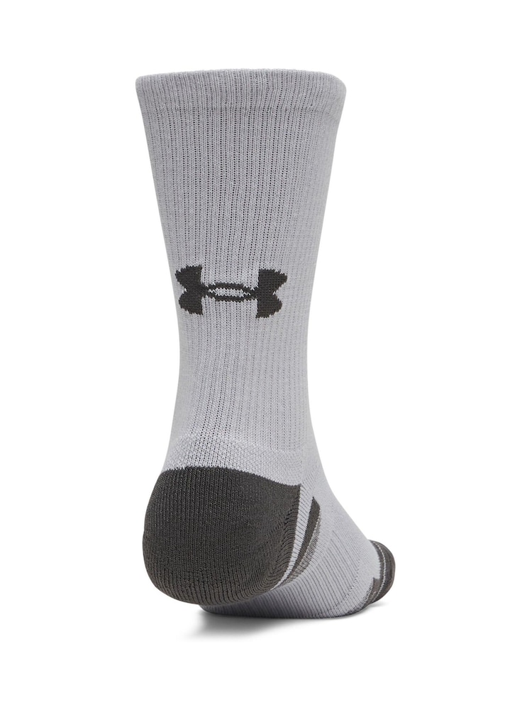 Under Armour Grey Performance Tech Crew Socks 3 Pack - Image 2 of 3