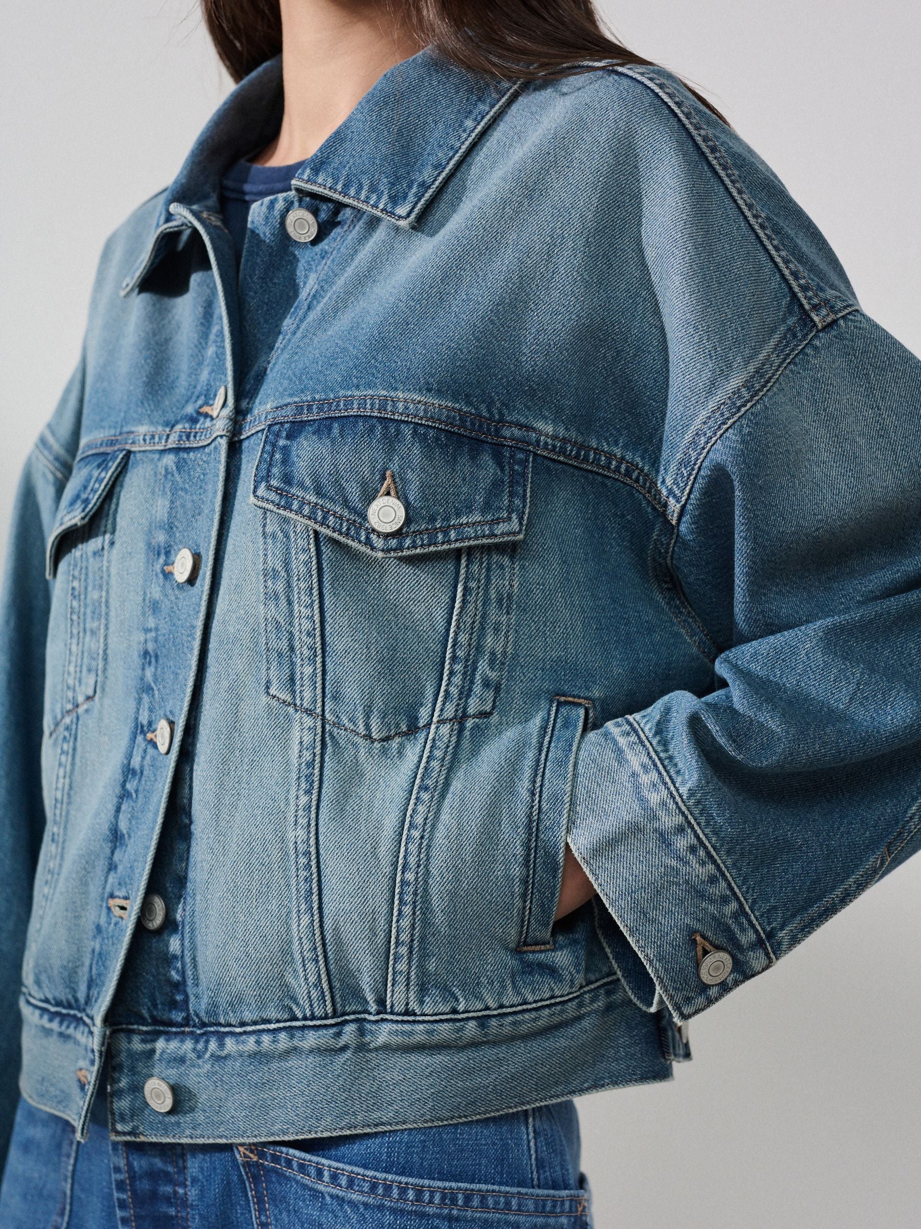 Comprar Azul médio - Jaqueta jeans estilo caminhoneiro com