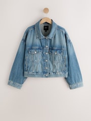 Normaal blauw - Ruimvallend denim truckerjack - Afbeelding 6 van 8