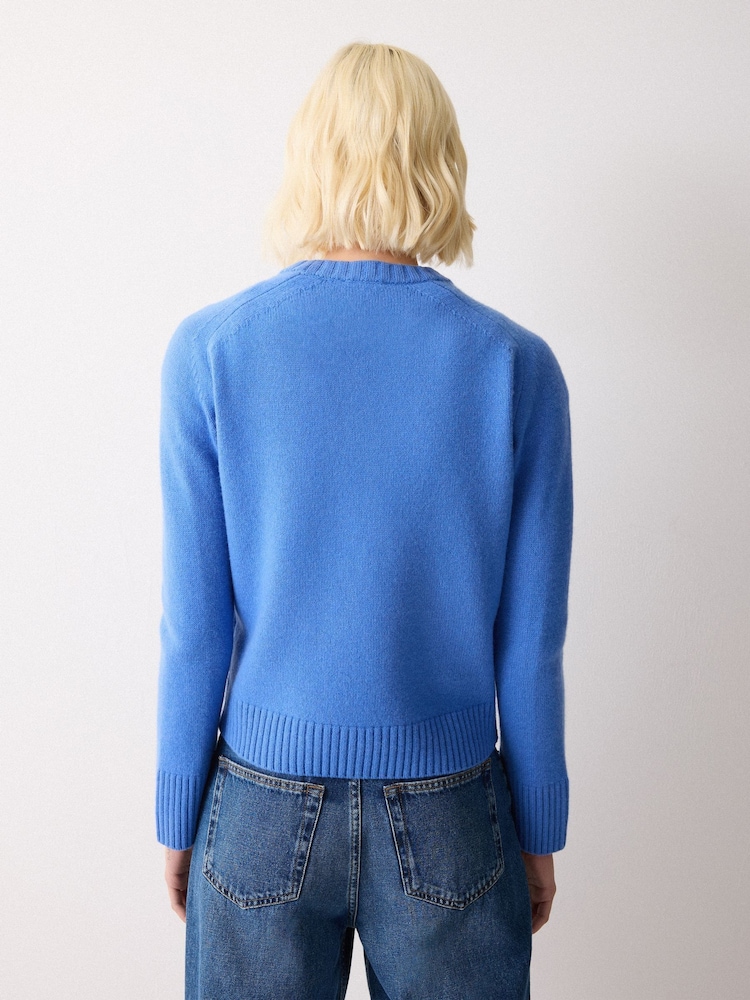 Jigsaw Blue Wool Cashmere Saddle Jumper - Image 2 of 6 Jigsaw Blue Wool Cashmere Saddle Jumper - Image 2 of 6