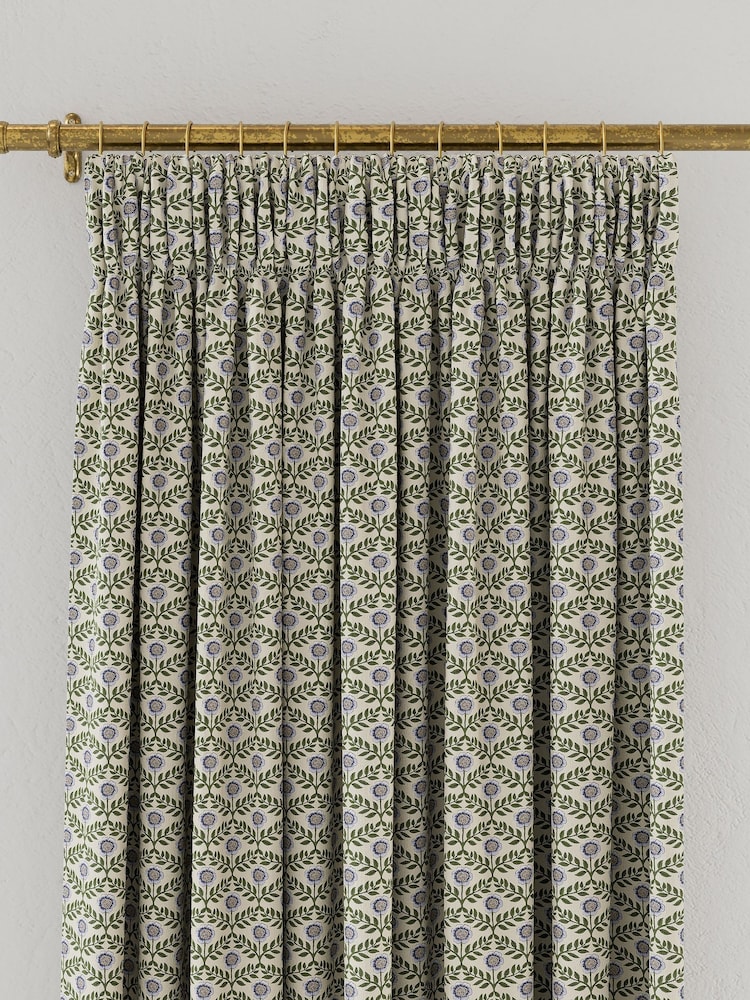Joules CremeMulti Floral Foulard Lined Pencil Pleat Curtains - Image 3 of 3