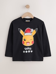 Black Pokemon Long Sleeve Christmas T-Shirt (3-16yrs) - Image 1 of 6