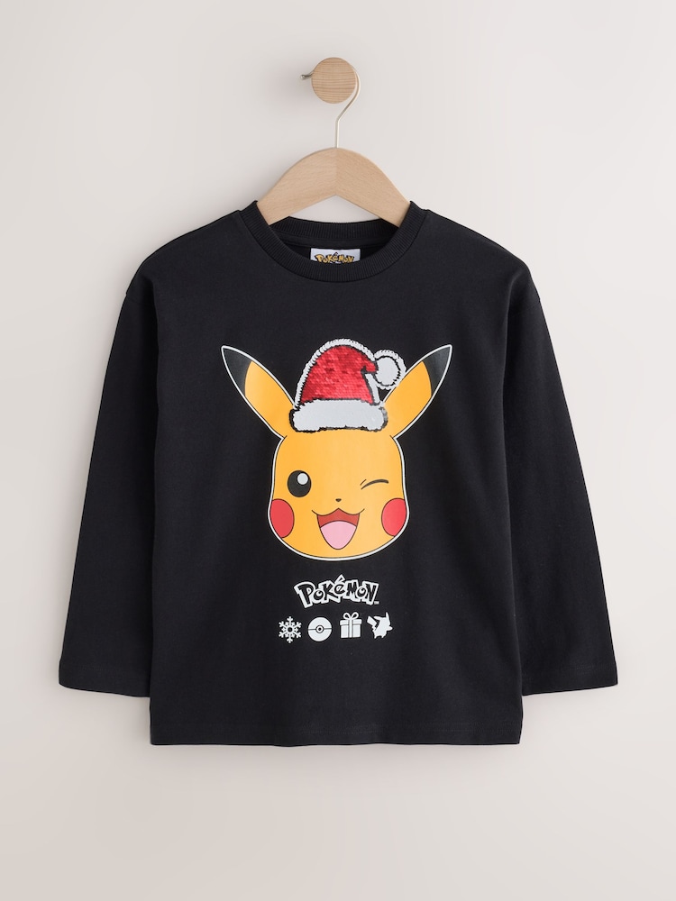 Black Pokemon Long Sleeve Christmas T-Shirt (3-16yrs) - Image 1 of 6
