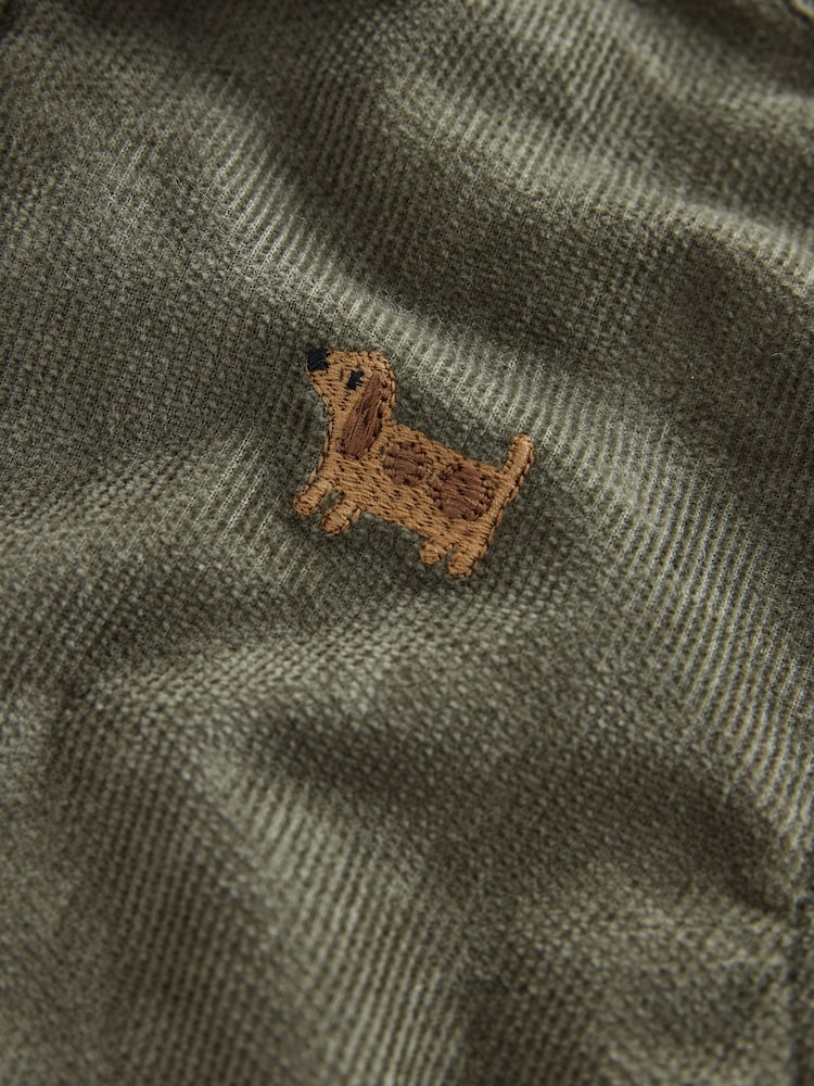 Green Dog Embroidery Long Sleeve Cord Shirt (3mths-7yrs) - Image 8 of 8 Green Dog Embroidery Long Sleeve Cord Shirt (3mths-7yrs) - Image 8 of 8