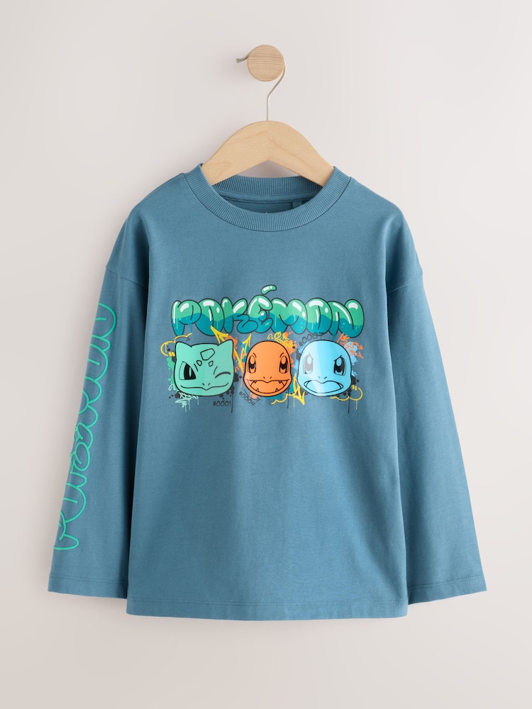 Blue Gel Pokémon Long Sleeve T-Shirt (3-16yrs) - Image 1 of 4 Blue Gel Pokémon Long Sleeve T-Shirt (3-16yrs) - Image 1 of 4