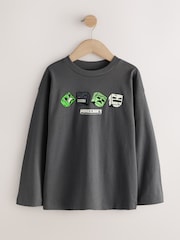 Charcoal Grey Back Print Long Sleeve Minecraft T-Shirt (3-16yrs) - Image 1 of 5