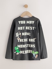 Charcoal Grey Back Print Long Sleeve Minecraft T-Shirt (3-16yrs) - Image 2 of 5