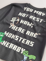 Charcoal Grey Back Print Long Sleeve Minecraft T-Shirt (3-16yrs) - Image 4 of 5