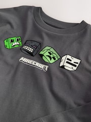 Charcoal Grey Back Print Long Sleeve Minecraft T-Shirt (3-16yrs) - Image 5 of 5