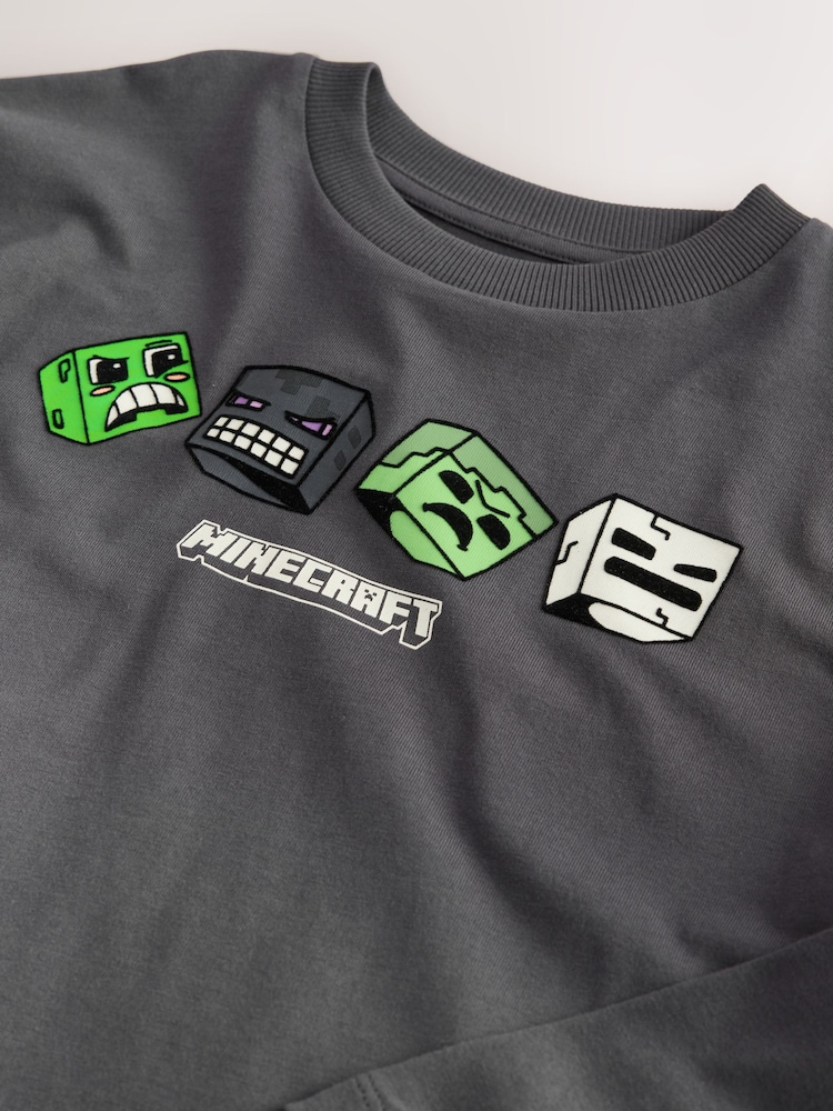 Charcoal Grey Back Print Long Sleeve Minecraft T-Shirt (3-16yrs) - Image 5 of 5 Charcoal Grey Back Print Long Sleeve Minecraft T-Shirt (3-16yrs) - Image 5 of 5