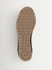 AUTRY Brown Windspin Leopard Print Ponyhair Low Profile Trainers with Leather Detailing - Image 4 of 6