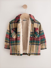 משבצות אדום/ירוק - Borg Lined Shacket (3mths-7yrs) - תמונה 2 מתוך 5