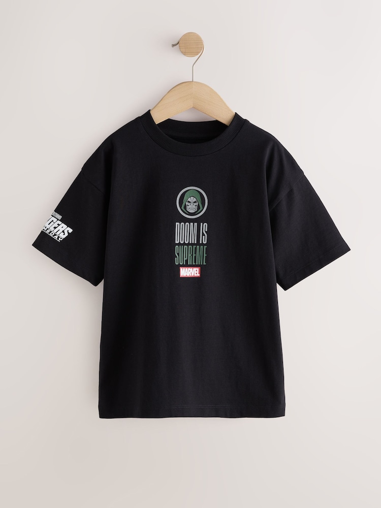 Black Dr Doom Back Print Marvel T-Shirt (3-16yrs) - Image 1 of 4