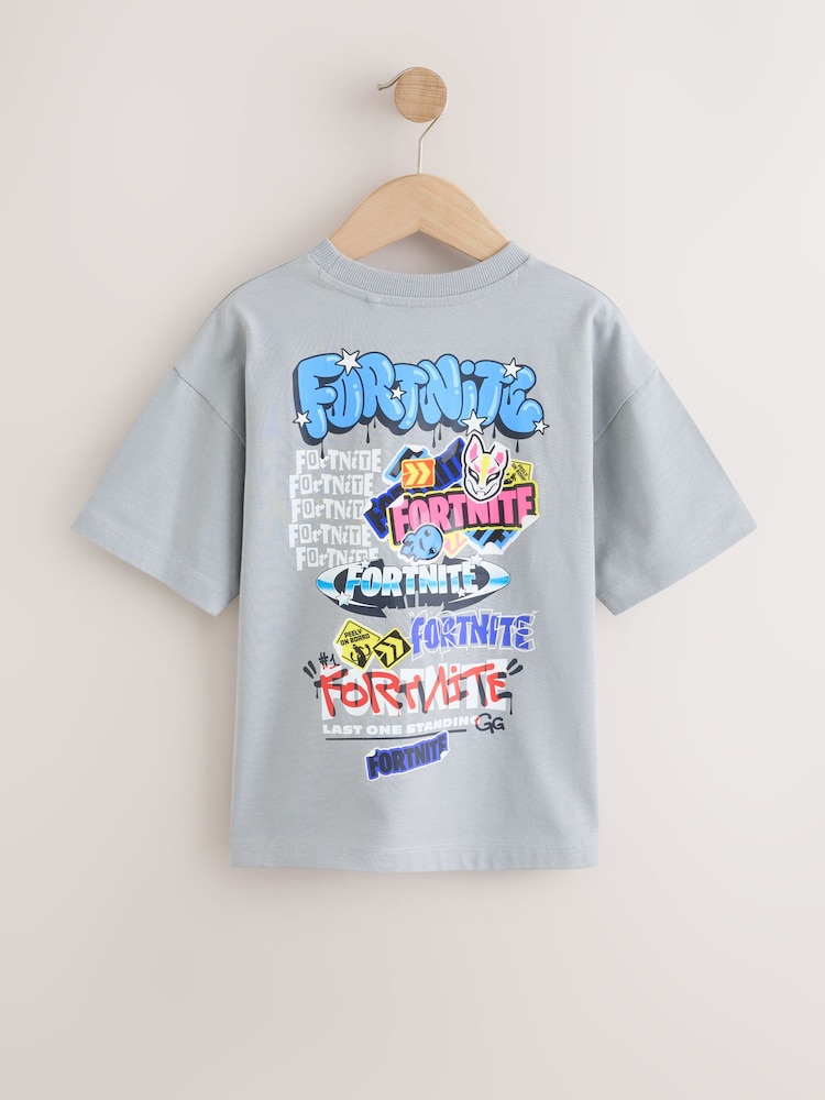 Grey Fortnite Print Short Sleeved T-Shirt (4-16yrs) - Image 2 of 4 Grey Fortnite Print Short Sleeved T-Shirt (4-16yrs) - Image 2 of 4