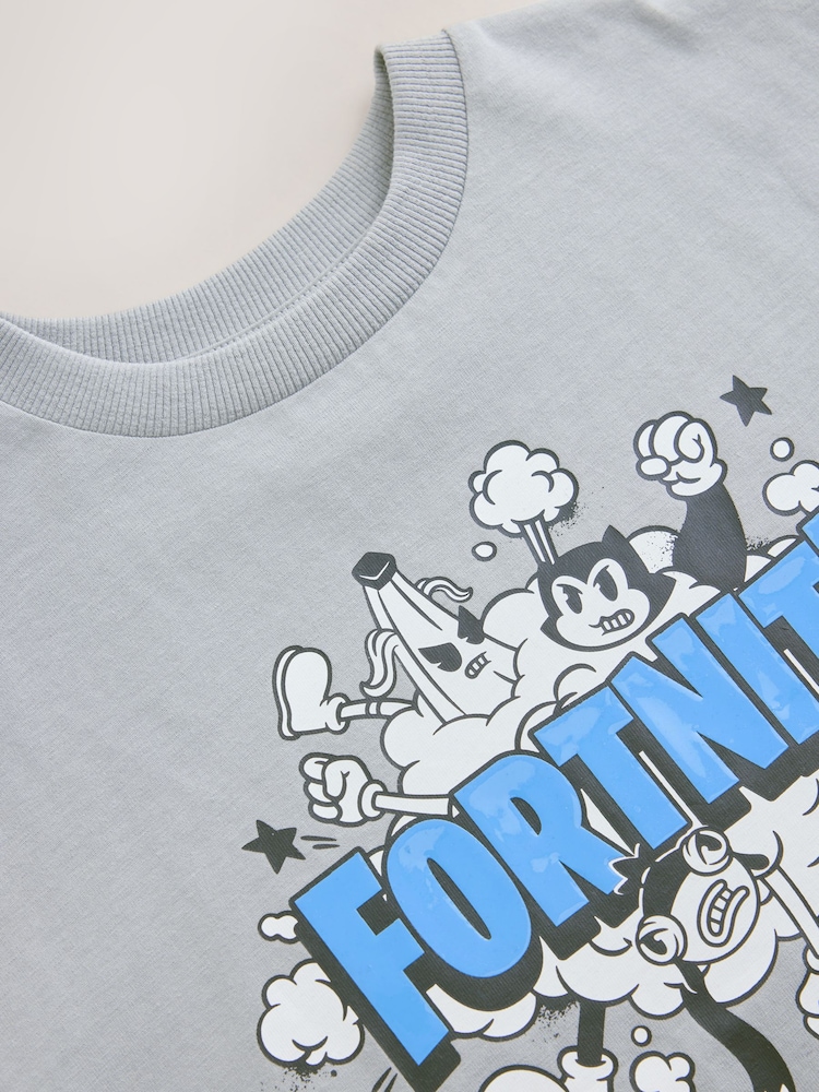 Grey Fortnite Print Short Sleeved T-Shirt (4-16yrs) - Image 4 of 4 Grey Fortnite Print Short Sleeved T-Shirt (4-16yrs) - Image 4 of 4