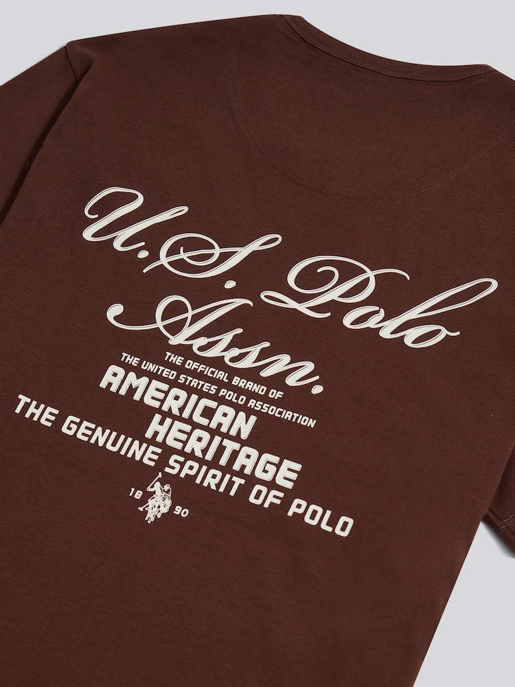 U.S. Polo Assn. Brown script Print Back Graphic T-Shirt - Image 9 of 9