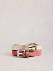 White Stuff White/Pink Belts 2 Pack - Image 1 of 4