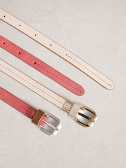 White Stuff White/Pink Belts 2 Pack - Image 3 of 4
