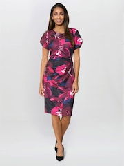 Gina Bacconi Red Roby Floral Print Dress - Image 3 of 5