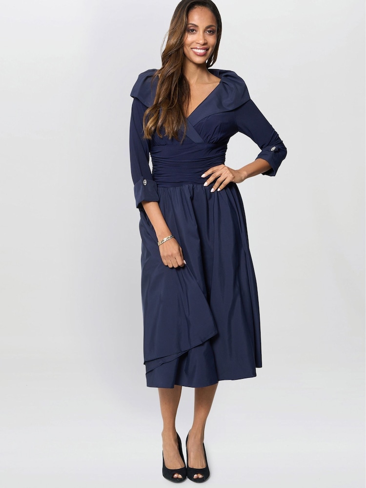 Gina Bacconi Blue Anne-Marie Taffeta Dress - Image 1 of 7 Gina Bacconi Blue Anne-Marie Taffeta Dress - Image 1 of 7