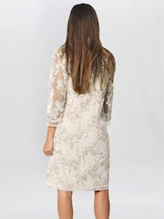 Gina Bacconi Cream Dollie Floral Soutache Dress And Jacket Set With Detachable Necklace - Image 2 of 7