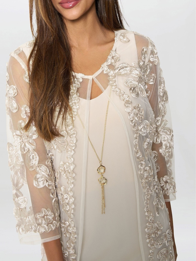 Buy Gina Bacconi Cream Dollie Floral Soutache Dress And Jacket Set With  Detachable Necklace from Next USA