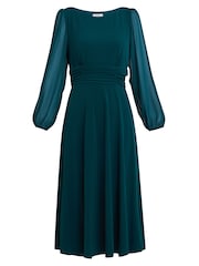 Gina Bacconi Green Piper Jersey And Chiffon Midi Dress - Image 5 of 5