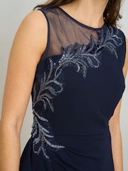 Gina Bacconi Blue Eden Crepe Dress With Beading Detail - Image 4 of 5