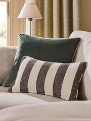 Chocolate Brown 50 x 30cm Chenille Stripe Cushion - Image 1 of 4