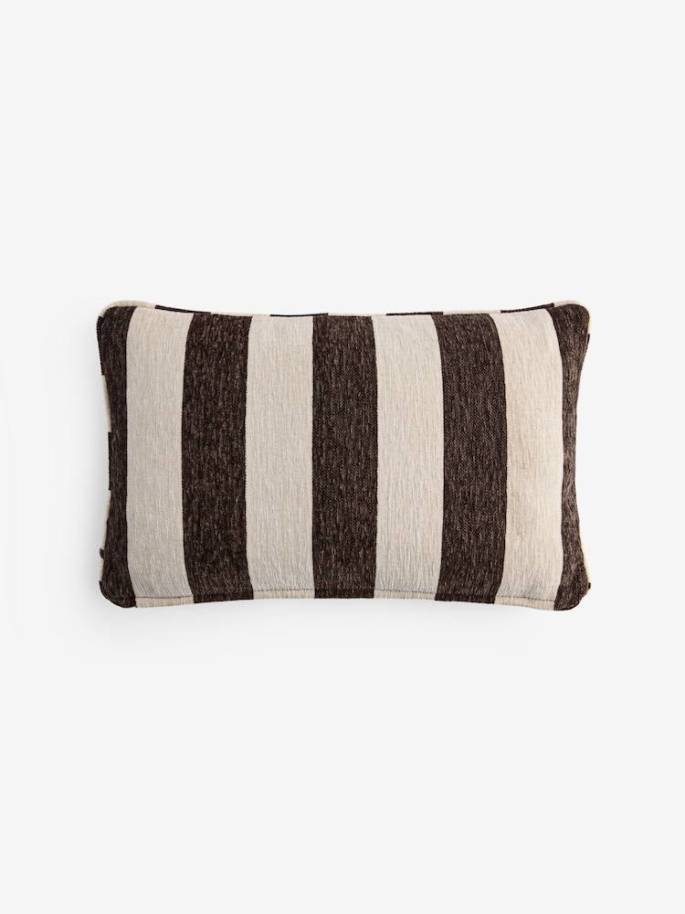 Chocolate Brown 50 x 30cm Chenille Stripe Cushion - Image 4 of 4 Chocolate Brown 50 x 30cm Chenille Stripe Cushion - Image 4 of 4