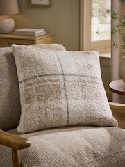 Natural 50 X 50cm Boucle Check Cushion - Image 1 of 4