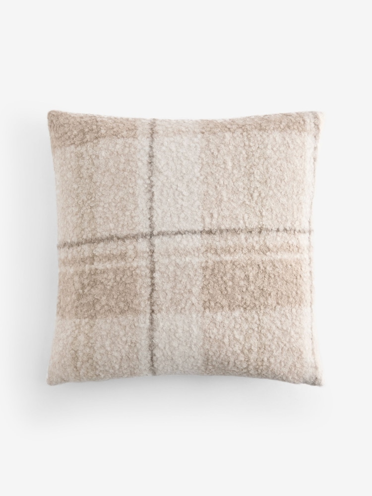 Natural 50 X 50cm Boucle Check Cushion - Image 4 of 4 Natural 50 X 50cm Boucle Check Cushion - Image 4 of 4