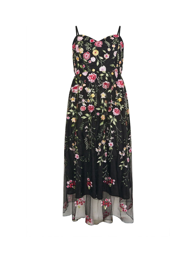 Yours Curve Black London Floral Strappy Embellished Dress - Image 5 of 5 Yours Curve Black London Floral Strappy Embellished Dress - Image 5 of 5