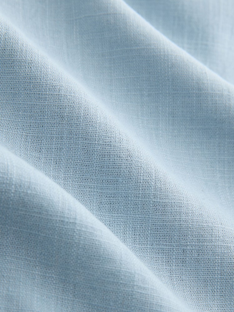 浅蓝色 - 亚麻短袖宽松T恤 - 图片6 / 6