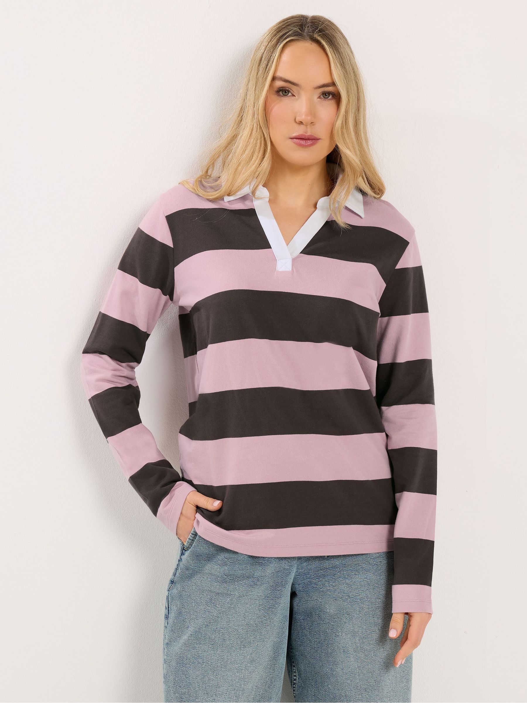 Long Tall Sally - Lts Tall Red & Brown Stripe Rugby Sweatshirt - Women's - Image 3